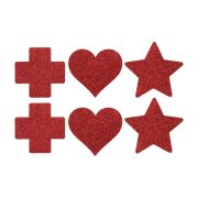 CONJUNTO DE 3 TAPA MAMILOS CROSS STAR HEART VERMELHO LE DSIR